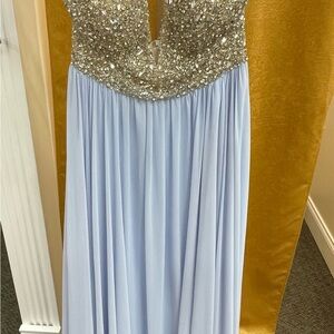 Stunning Light Blue Prom Dress with Silver Accents